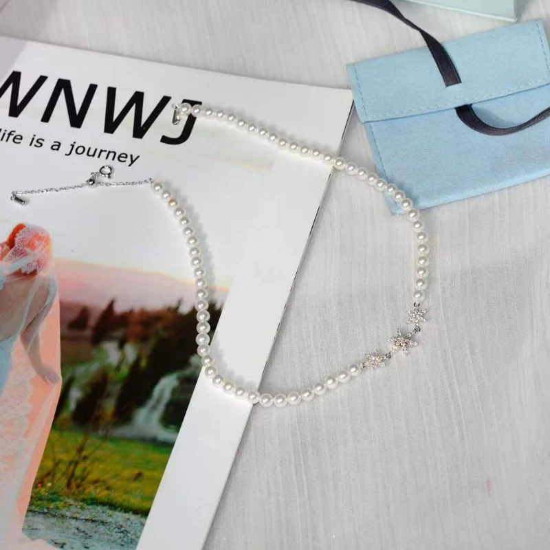 

Женская классическая цепочка из серебра 925 пробы, с жемчугом