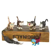 Cute Decorations Cat Star Cartoon Figurines Miniatures Cat Car Home Living Room Office Decoration Crafts Birthday Gift 6Pcs/set