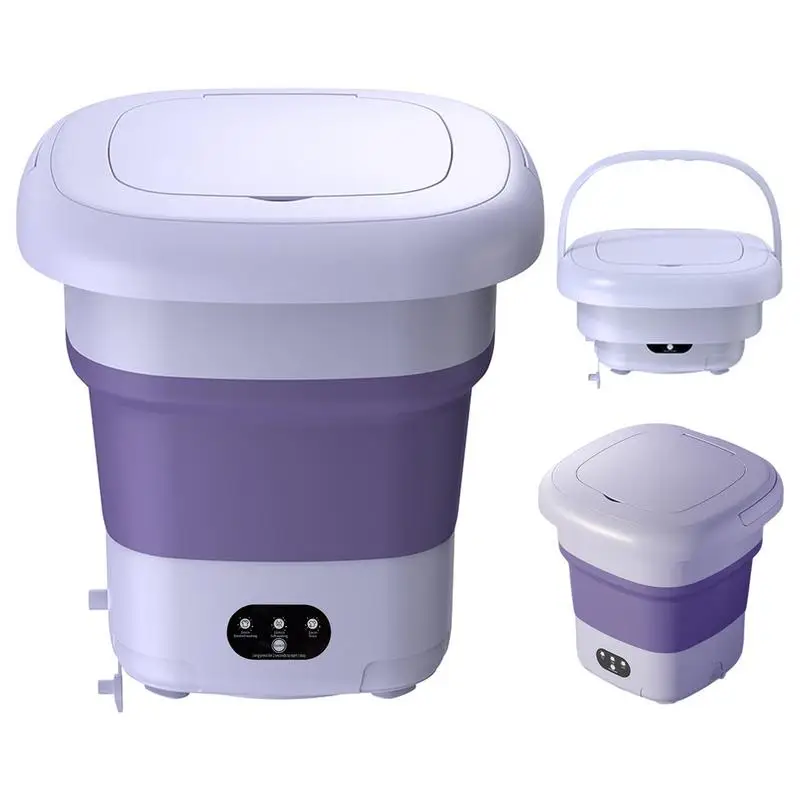 

Foldable Bucket Washer 9L Bucket Washing Machine Folding Lightweight Travel Laundry Tub With Dehydration Function Personal