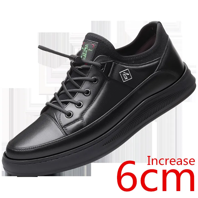 

Мужские кожаные туфли, повседневная обувь для спорта и отдыха, увеличивают рост 6 см, белые, весна/осень