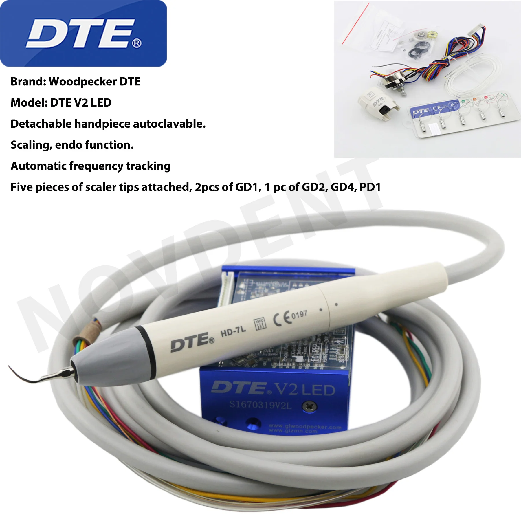 Woodpecker Dental стоматологический ультразвуковой пьезоэлектрический скейлер DTE-V2