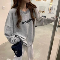 2021 new korean fashion letter printed sweatshirt version of the autumn new oversized all match casual pullover women clothes