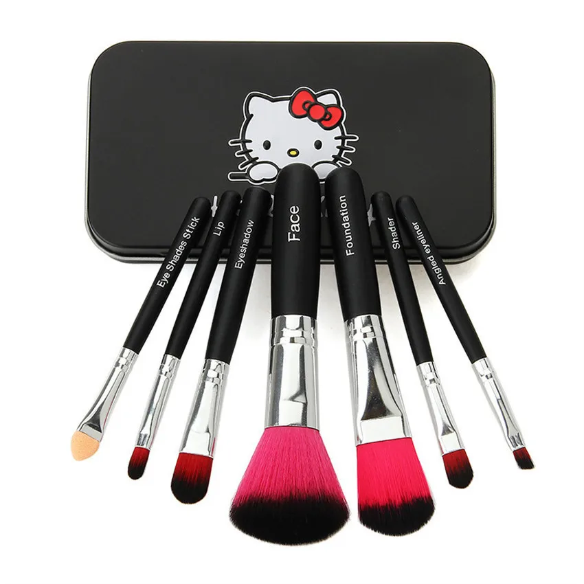 

7pcs Hello Chubby Makeup Brushes Blush Make up Tool Long portable Foundation Brush pincel maquiagem make up retail packing face