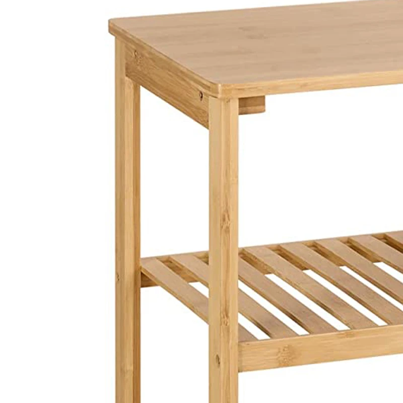 3 Tier Shelves with Door Bamboo Bathroom Storage Cabinet for Living Room Bedroom Kitchen