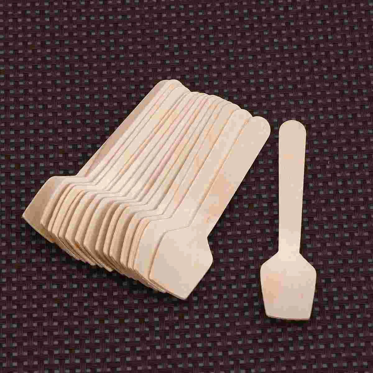 

80pcs Disposable Eco-Friendly Wooden Spoons Square End Ice Cream Spoon Tableware Party Supplies