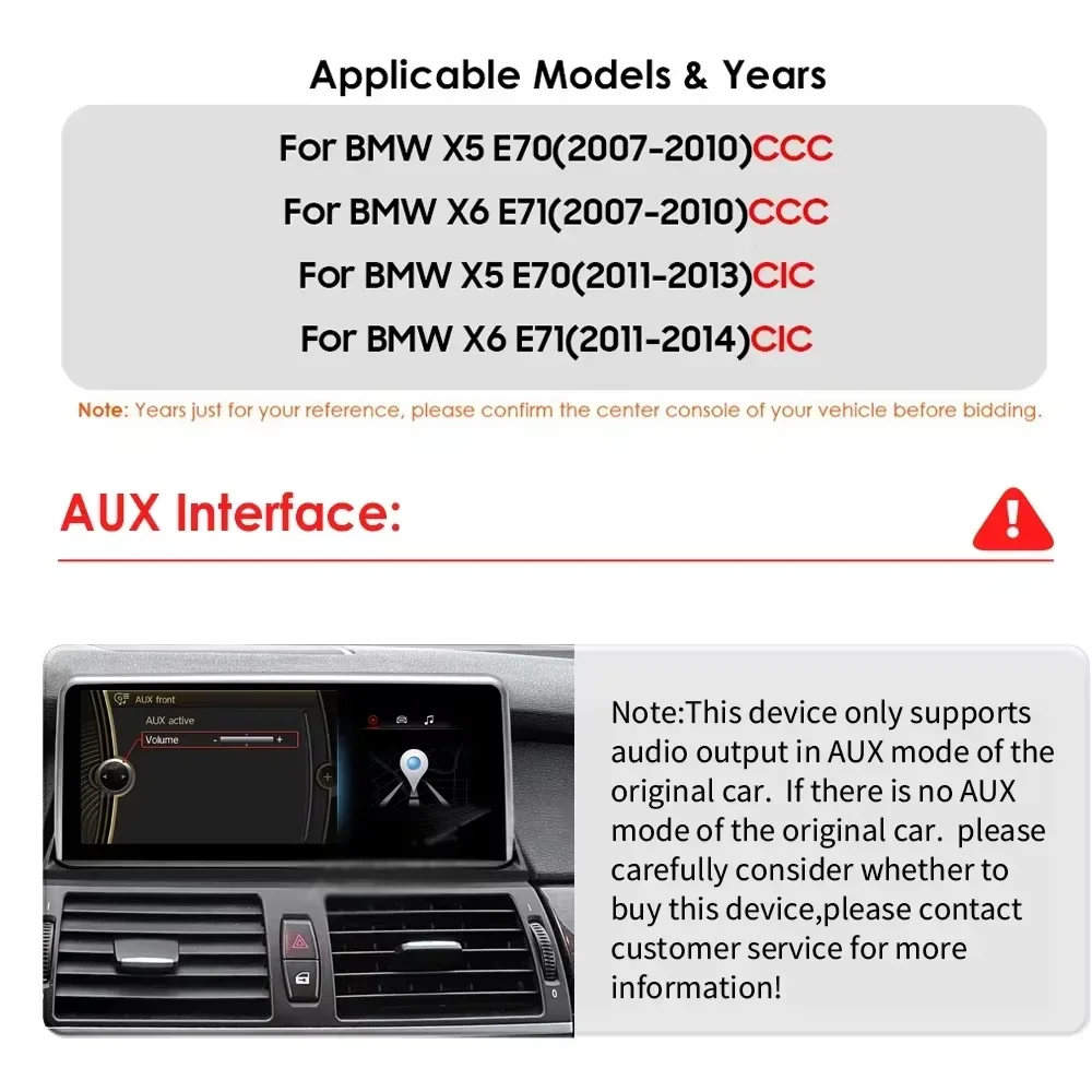 Фото Авторадио Wireless Carplay для BMW X5 X6 E70 E71 2007-2013 CCC CIC System Мультимедийный дисплей Сенсорный экран Android Авто головное устройство №3