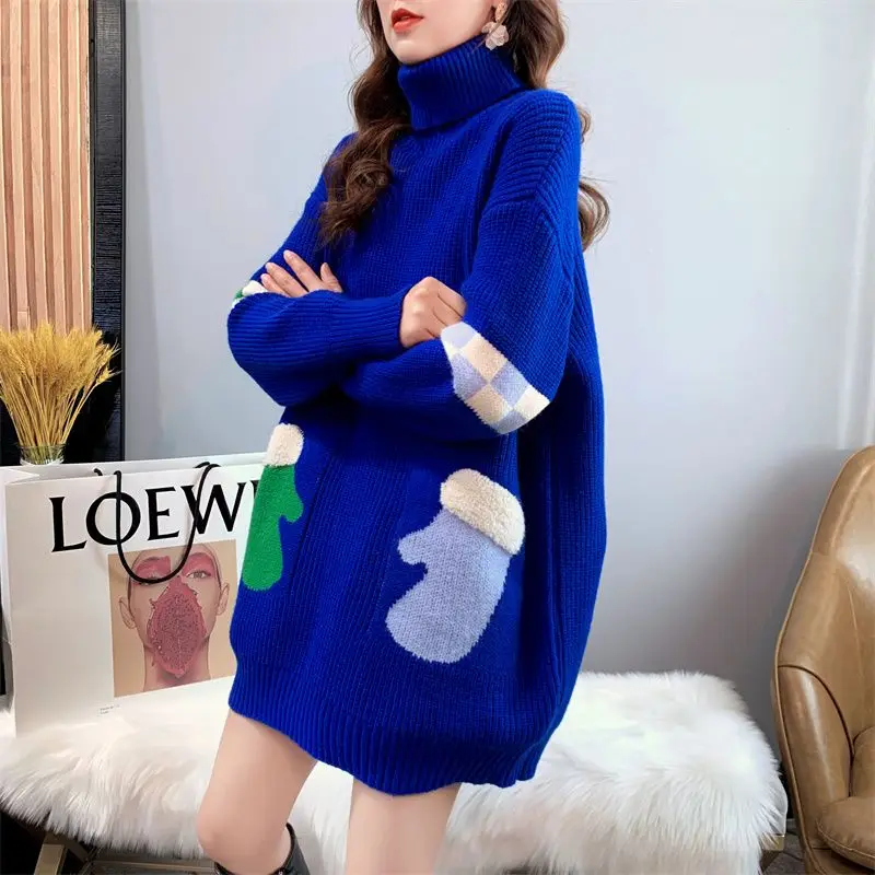 Женский вязаный пуловер с длинным рукавом