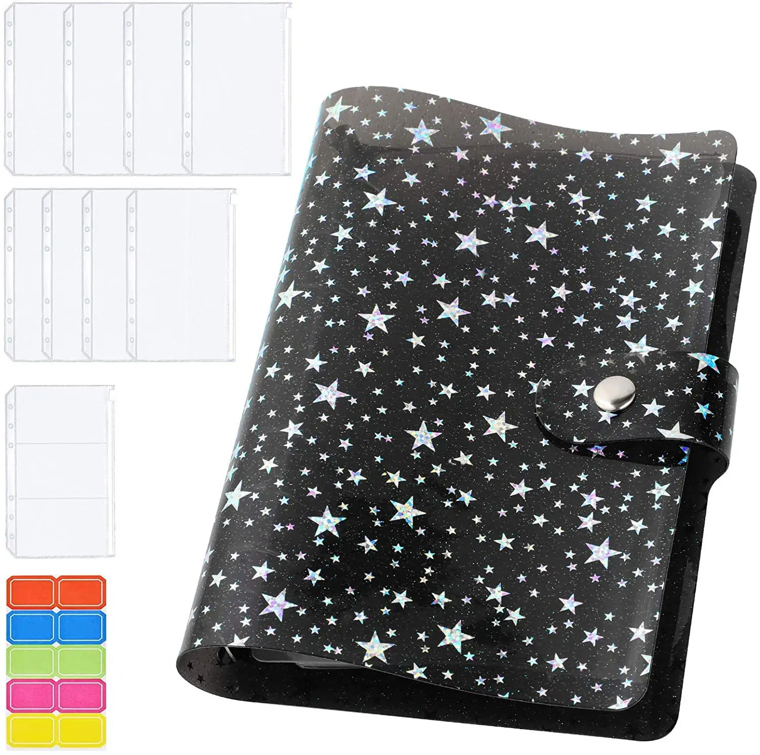 

A6 Daisy Star Notebook Binder Budget Planner Organizer 6 Ring Binder Cover 8 Binder Pockets and 10 Pieces Expense Budget Sheets