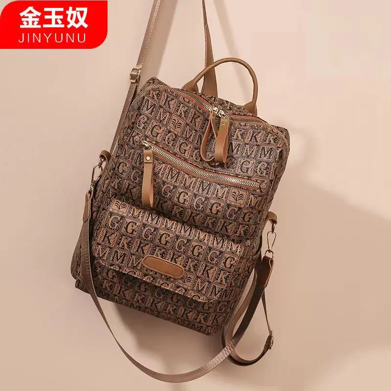 

Backpack Women's 2022 New Fashion Korean Versatile Printed Schoolbag Small Popular Casual Soft Leather Bags