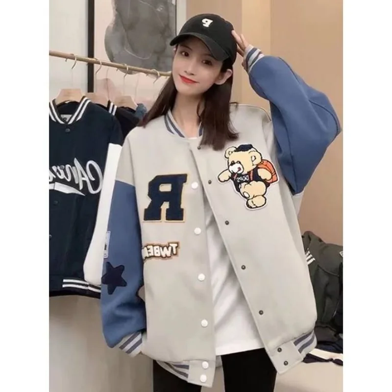 Deeptown Harajuku Fashion Baseball Jacket Women Cute Oversized College Bomber Coat Autumn Winter Korean Streetwear Sweatshirts images - 6