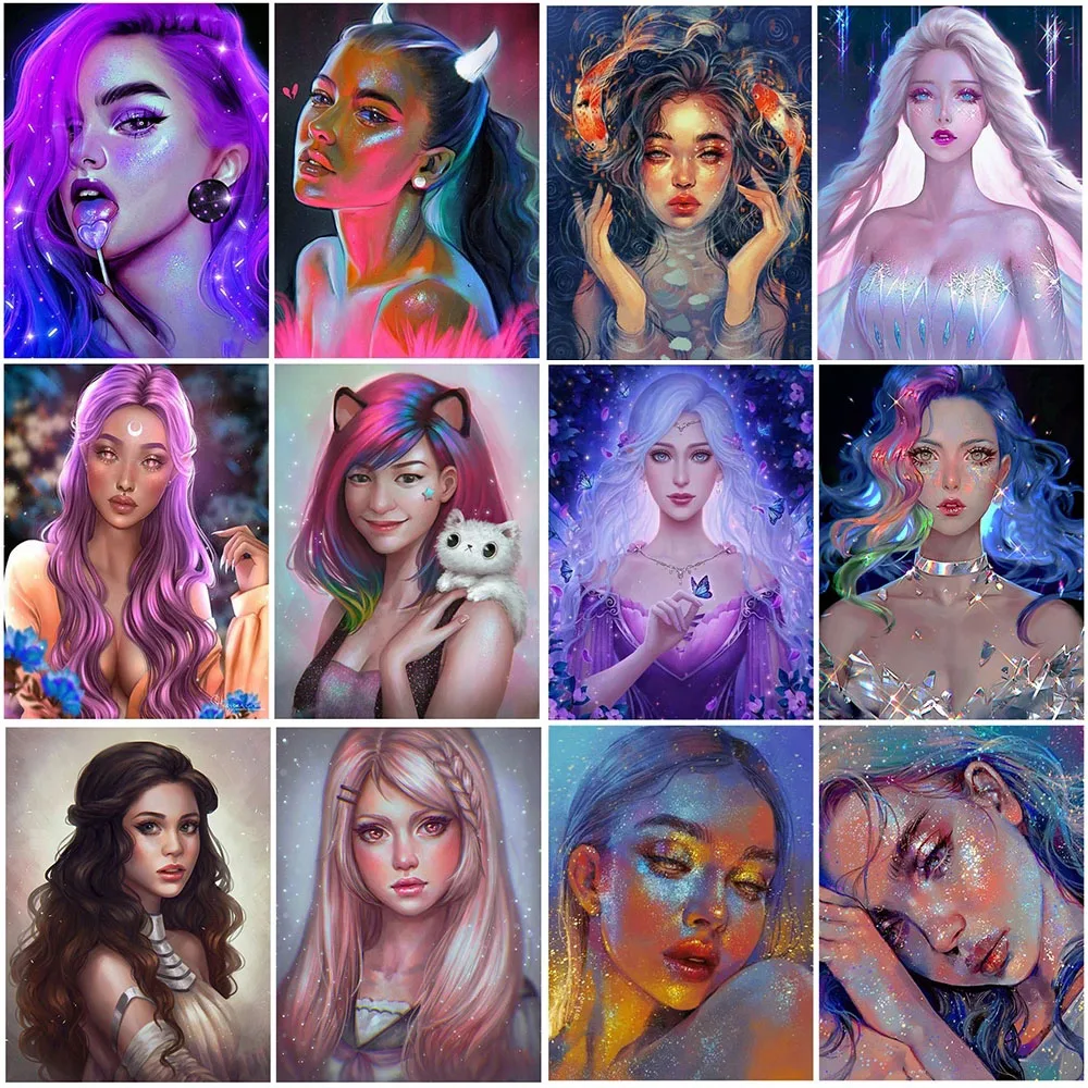 

Full Square Round Diamond Painting Portrait Drill Cross Stitch Embroidery Girl Kit Mosaic Cartoon kids Bedroom Decoration