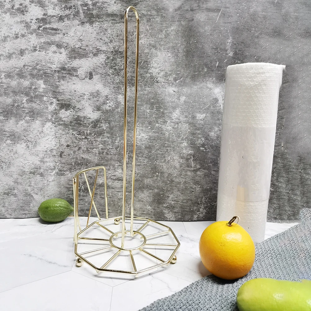 

Metal Organizer Shelf Paper Towel Holder Roll Storage No Punching Iron Rack Stand