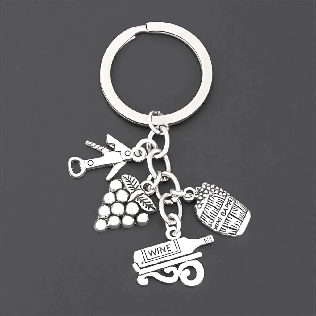 

1 Pack Wine Corkscrew Charm Key Ring Wine Barrel Bar Keychain Making Bartender Gift Statement Jewelry Accessories