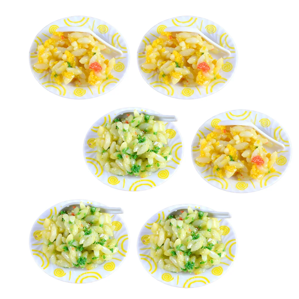 6 шт. имитация жареного риса модель ролевых игр еда миниатюрный маленький дом