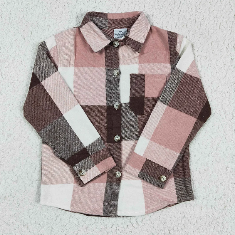 Newborn Baby Blouse Flannel Bodysuit Girl Pocket Plaid Button Up Infant Long Sleeve Toddler Children Cotton Valentine's Shirt
