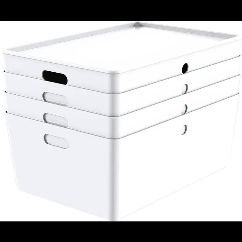 

VHPVHP Storage Boxes,Storage Baskets,Storage Bins,Large Lidded Storage,Organizers,Storage,White,Set of 4 (Set of 4)