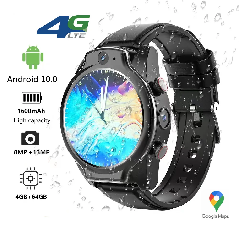 2022 Men Smart Watch 4g Hd Dual Camera Video Call Phone Android 10 Wifi Internet GPS Navigation 5ATM Waterproof Watch Recording