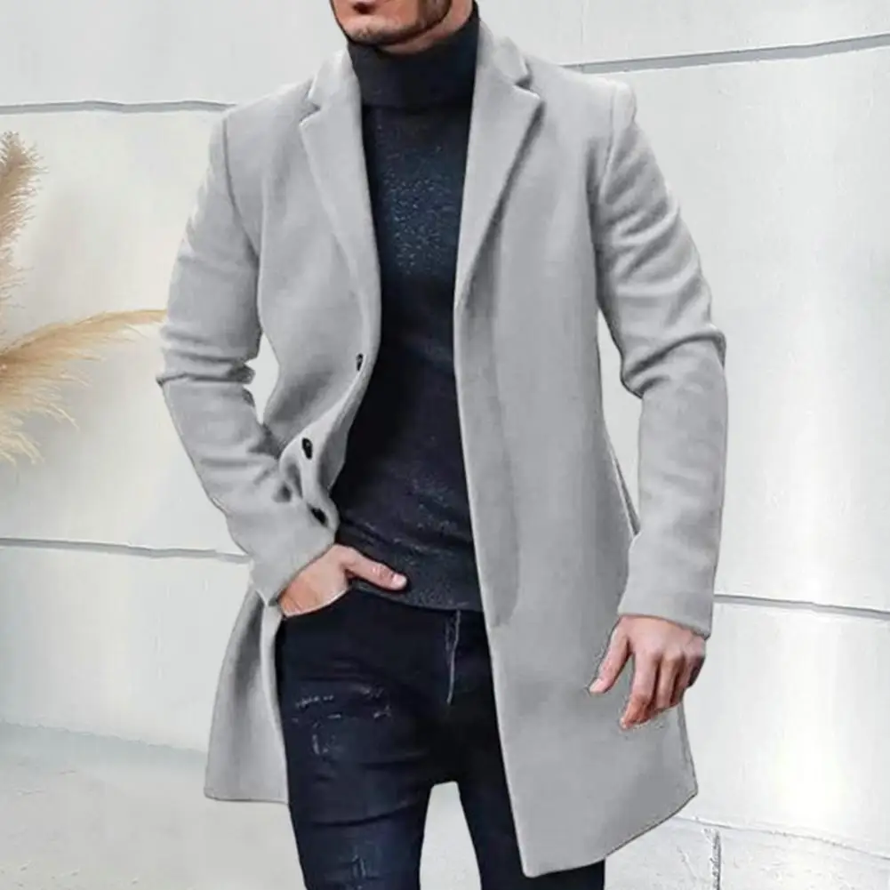 

Warm Men Coat Jacket Coat Stylish Men's Winter Coat Buttoned Lapel Casual Loose Fit Warm Outerwear for Autumn Winter