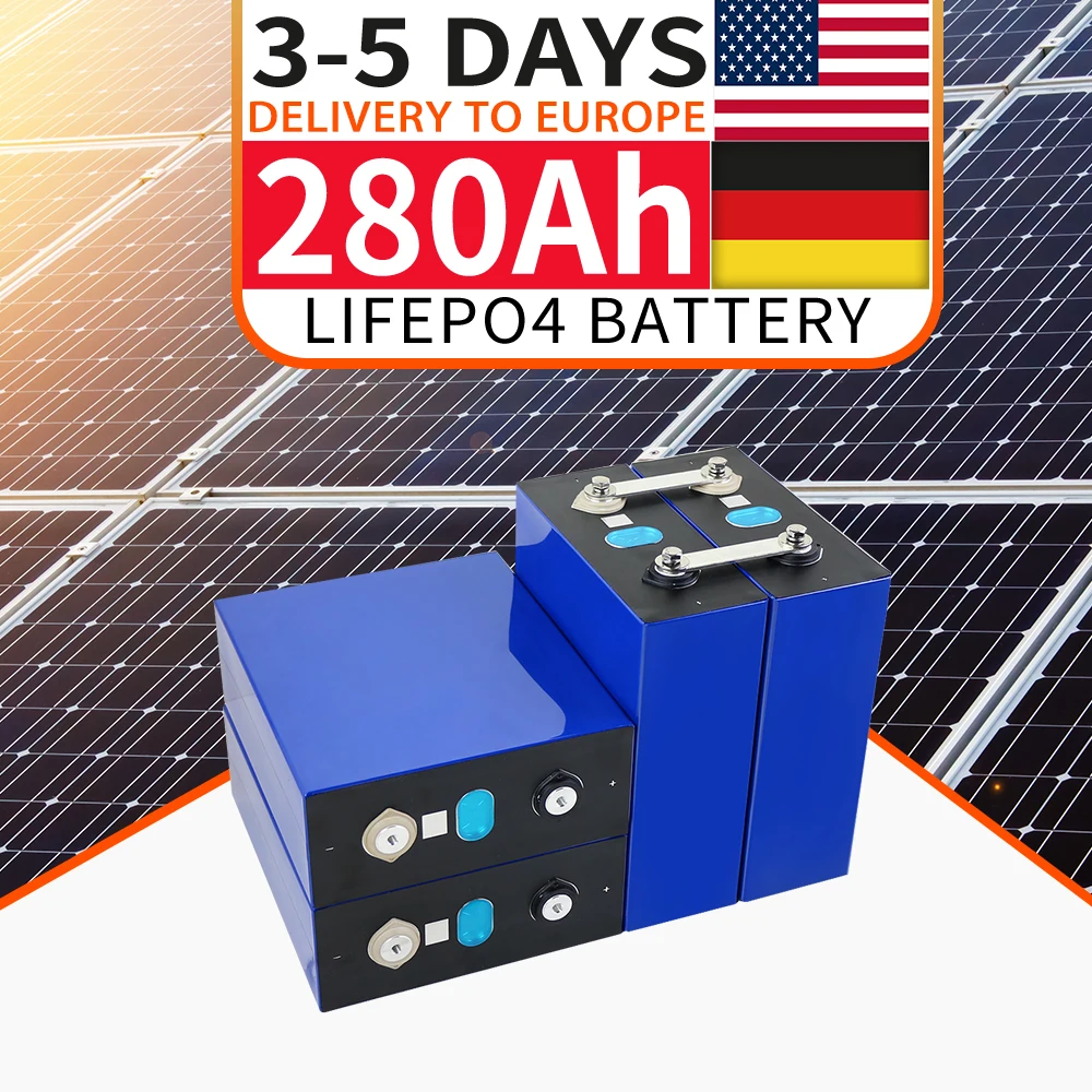 

1-4PCS Lifepo4 Battery 3.2V 280Ah Rechargeable Lithium Iron Phosphate Battery Pack Solar Energy Storage System Fast Delivery EU