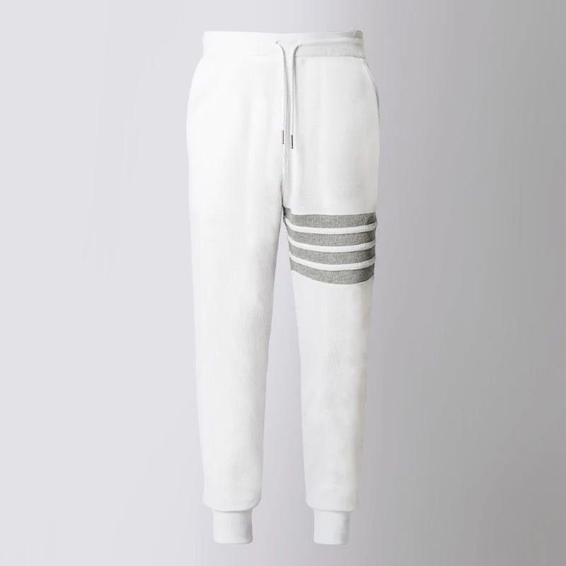 TB THOM Pant Waffle Cotton 4-bar Stripes White Trousers 2022 Spring Autunm New Arrival Sweatpants Casual Harajuku Outdoors Pants