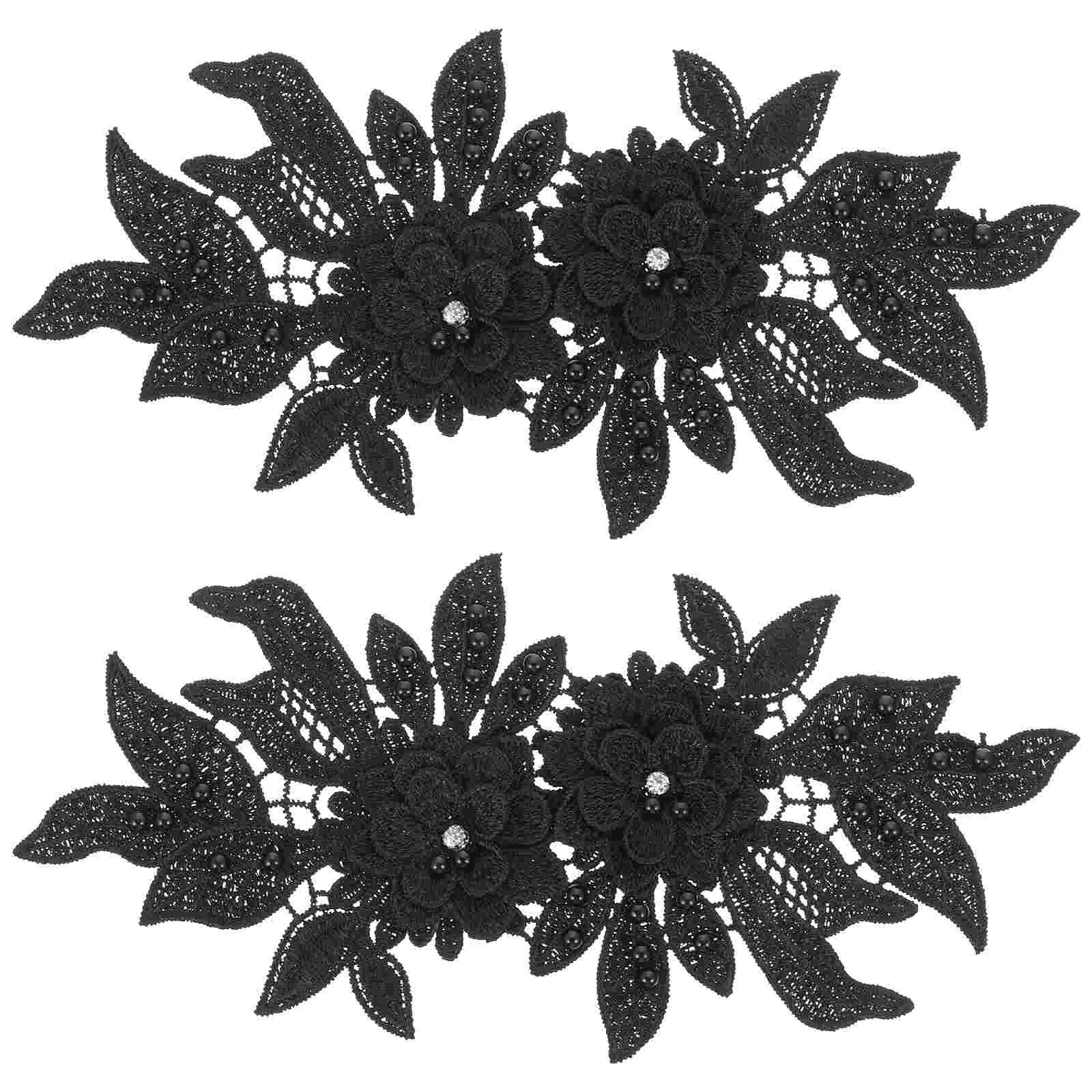 

Onflower Applique Patch Sew Embroidered Iron Embroidery Lace Black Sticker Badge Dress Appliques Floral Clothing Craft Repair