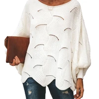 women casual blouse plus size bottoming sweater female hollow hook flower loose knit bat shirt tops batwing sleeve sweaters