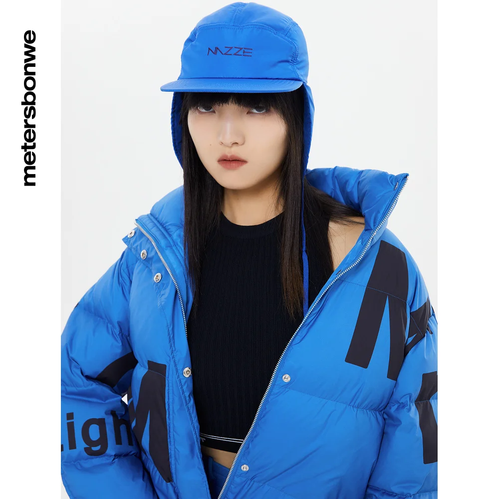 Metersbonwe Women Camouflage Color Down Wear Loose 80%Duck Down Letter Printing Female Warm Wear Stand Collar Winter Down Coats