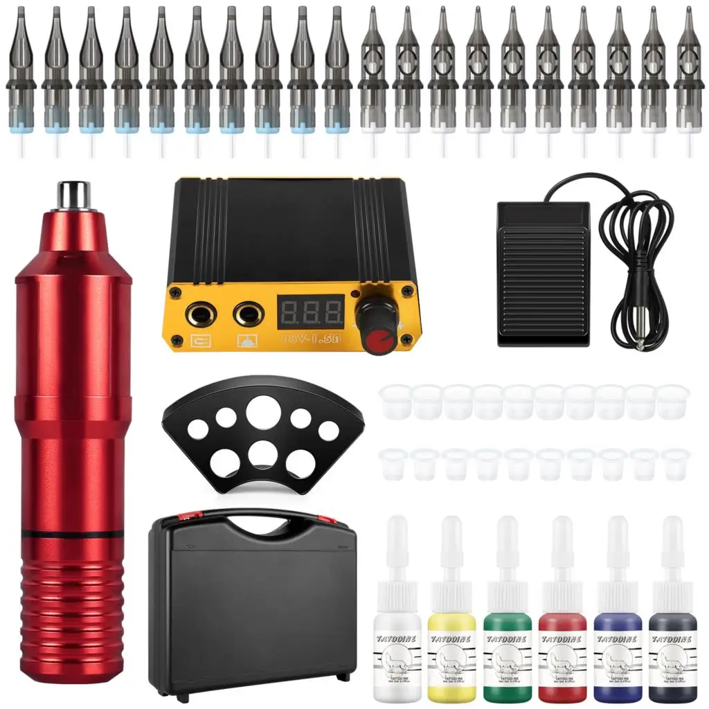 

Professional Tattoo Kits Tattoo Rotary Pen Machine With Box Tattoo Liquid Cartridges Needles Permanent Makeup Tattoo Body Art