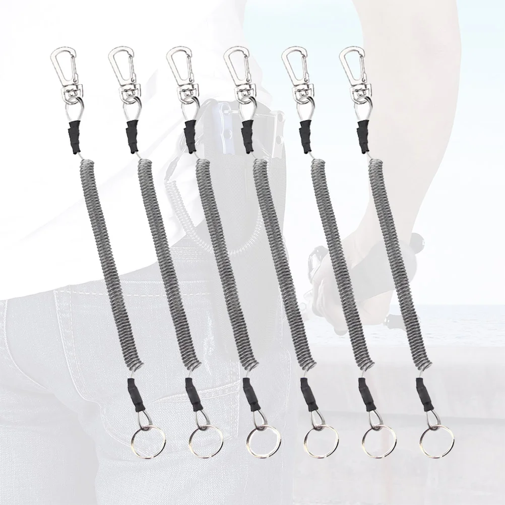 

6Pcs Practical Retractable Elastic Rope Fishing Rope Spring Key Chains For Adult