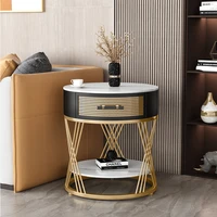 45cm Living Room Drawer Slate Sofa Side Table Simple Modern Nordic Double-layer Coffee Table Cabinet Balcony Small Tea Table