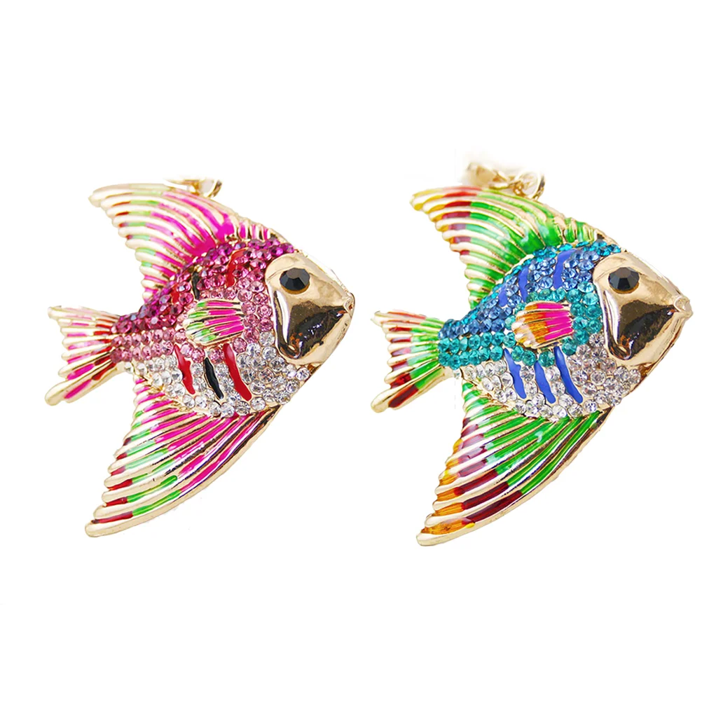 

Tropical Fish Rhinestone Keychain Car Keyring Purse Bag Pendant Decoration Hanging Keychain Accessory Creative Gift (Random