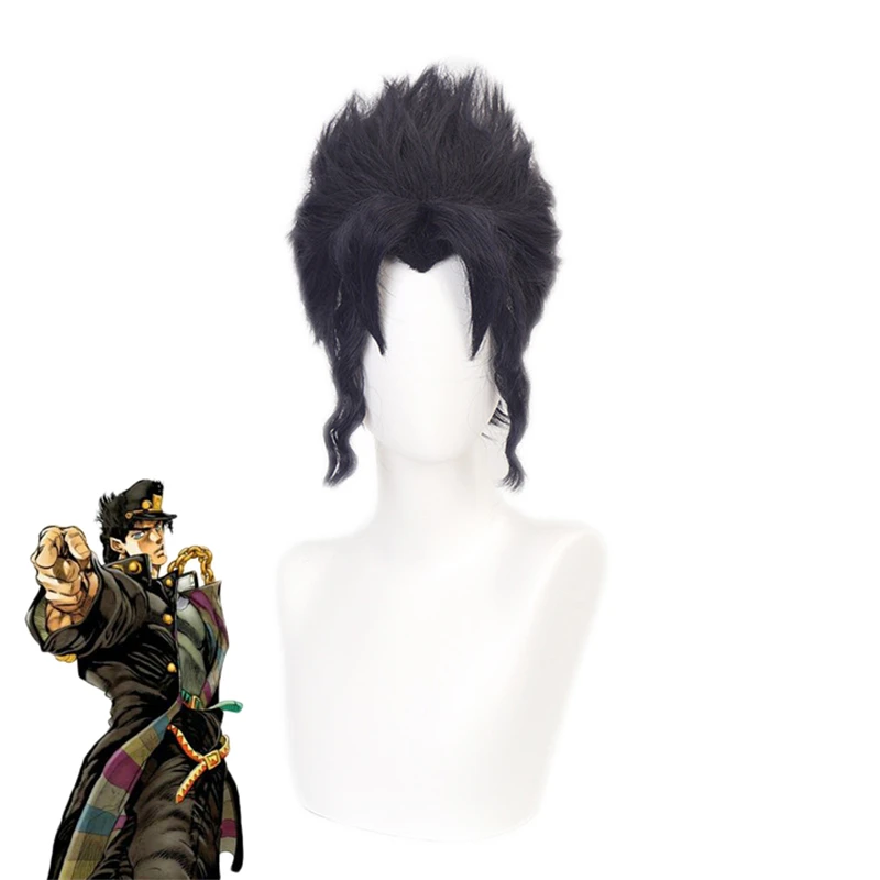 

Anime Jojo's Bizarre Adventure Kujo Jotaro Cosplay Wig Short Blue Black Heat Resistant Hair Kuujou Joutarou Costume Wig