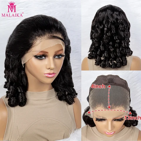 Весенние черные волнистые кудрявые парики Malaika 13x 4 из человеческих волос с кружевом спереди, высокая плотность 250 для женщин, настоящая волна, фронтальные натуральные парики