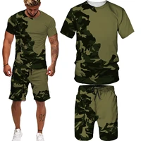 camouflage mens summer shorts sets tracksuits casual man sportswear 2 piece outfit 3d print male sports suit jogging clothing