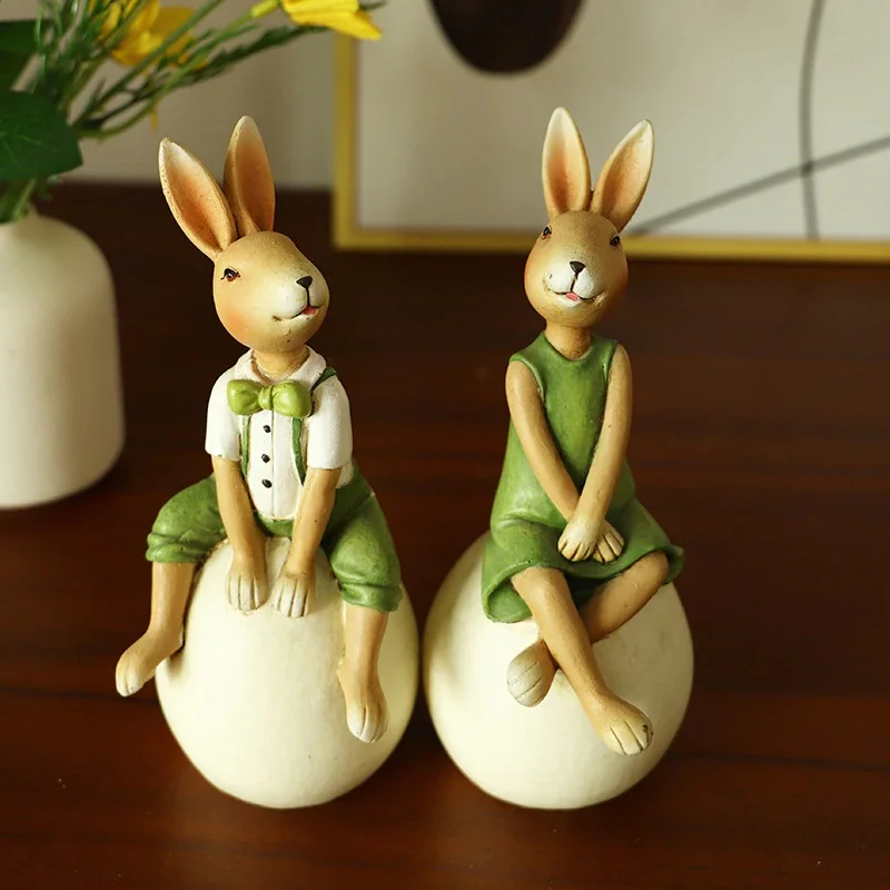 

Creative Desktop Living Room Rabbit Ornaments Light Luxury Decoration Home Resin Crafts Nordic Easter Decoration