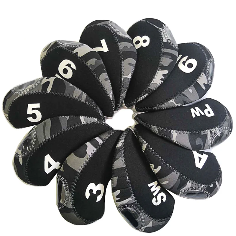 

The new golf iron sleeve 10-pack digital club cap sleeve camouflage color see-through protective sleeve
