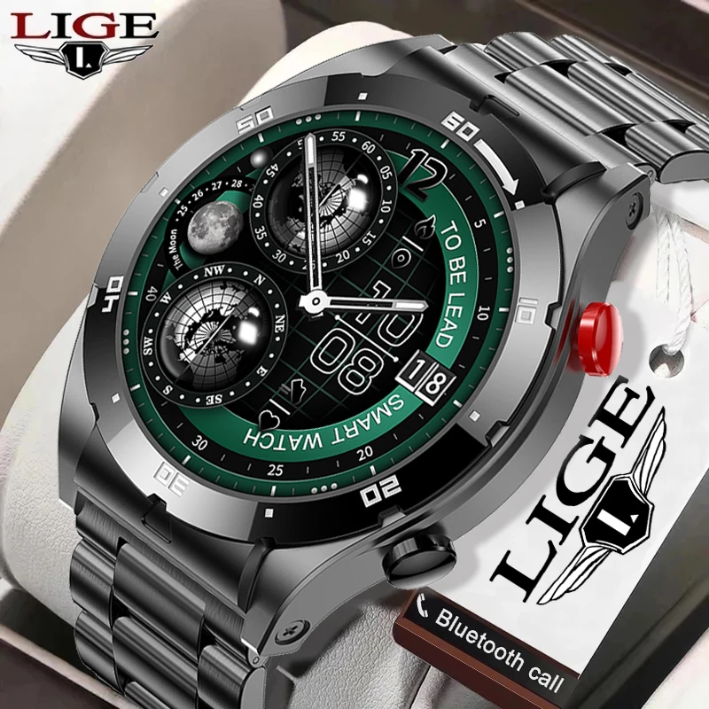 

LIGE 2023 New Men's Smart Wrist Watch NFC Watch For Mobile Payments Blood Pressure Monitor Bluetooth Call GPS Sports Smartwatch