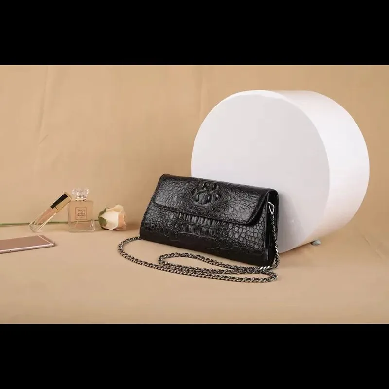 

【GuKao】 Crocodile Leather Chain Cross Bag 2022 New Fashion Clutch Dinner Bag Luxury Design Women's Bag