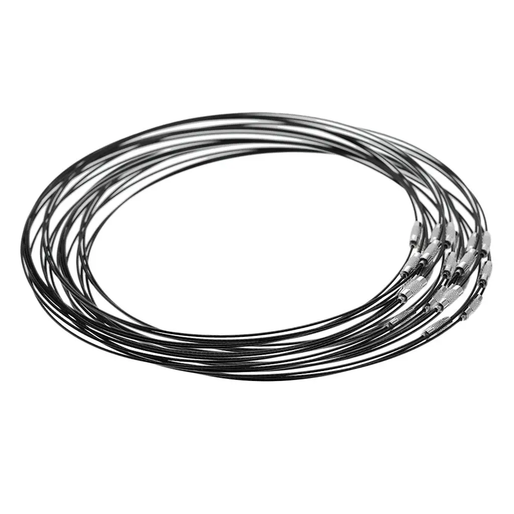 

20 шт., чёрный шнур-чокер из нержавеющей стали