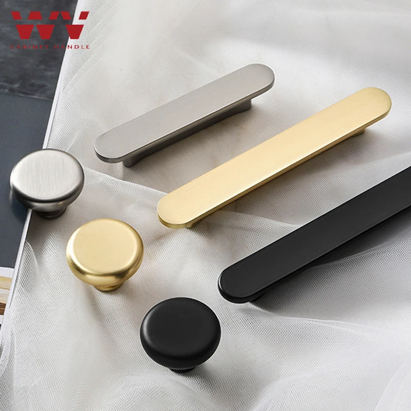 

WV Modern Zinc Alloy Black Gold Door Handles Kitchen Cabinet Handles Solid Drawer Knobs Fashion Furniture Handle Hardware