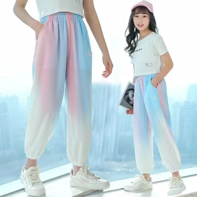 

Летняя белая короткая футболка для девочек, топы, легкий женский комплект, школьный детский спортивный костюм, детская одежда из 2 предметов, костюм для бега 5-16 лет