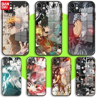 bandai glass case for iphone 13 11 12 mini pro max xs xr x 7 8 6 plus se2 silicone cover japan anime my hero academia one piece