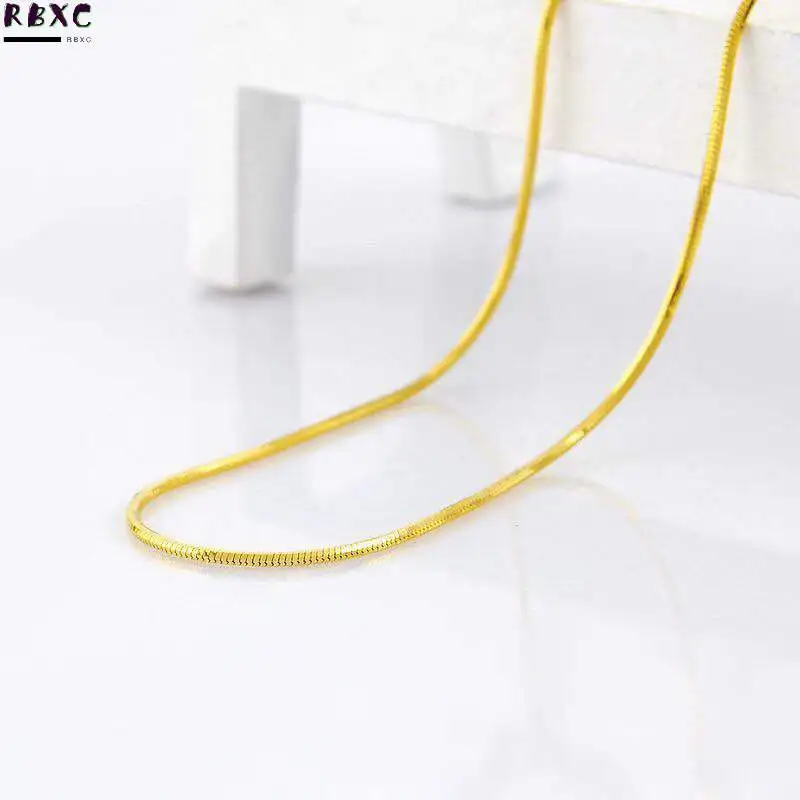 

Inoxidable Gold Color Chains 1mm Classic Style Snake Chains Necklace Tibetan Silver Jewelry Women 45cm Jewelry Accessories GSN01