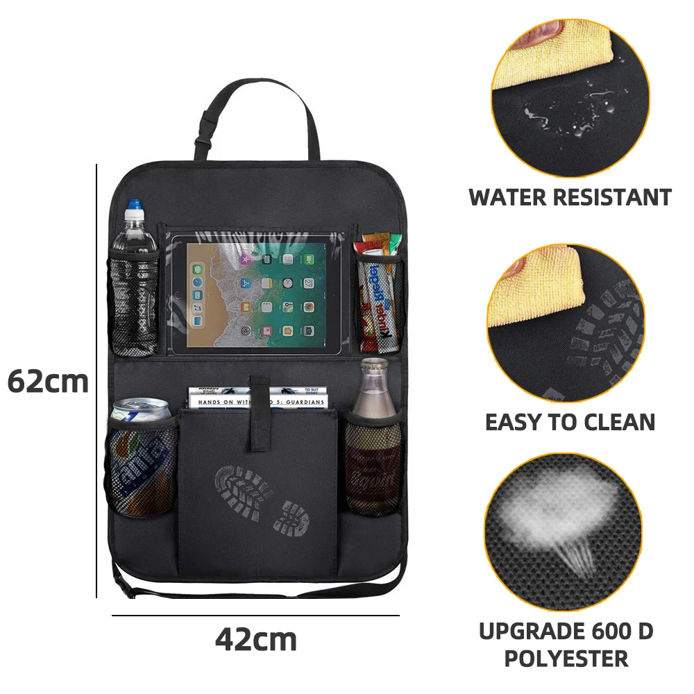 

Car Backseat Organizer with Touch Screen Tablet Holder Auto Back Seat Storage Cover Protector for Travel Road Trip Kids Toddlers