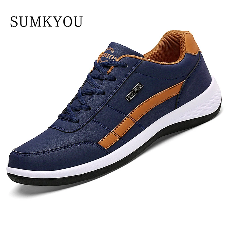 Leather Men Sneakers Lightweight Walking Shoes Man Shoes 2023 Outdoor Non-slip Comfortable Leisure Sneakers Men Vulcanzed Shoes