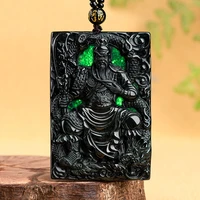 burmese jade guan yu pendant black necklace man talismans necklaces accessories natural gifts for women jewelry emerald jadeite
