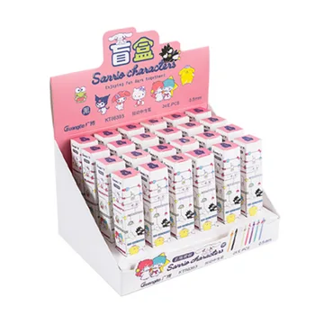 New Wholesale Sanrio Family Hello Kitty Kulomi Melody Blind Box Pen Students With Black 0.5mm Press Gel Pen Surprise Gift Box