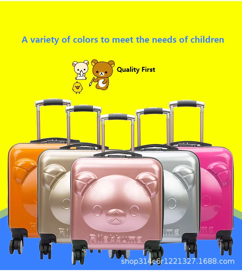 3d Stereo 18/20 Inch Cute Bear Suitcase, Student Children Cartoon Universal Wheel Password Trolley Case