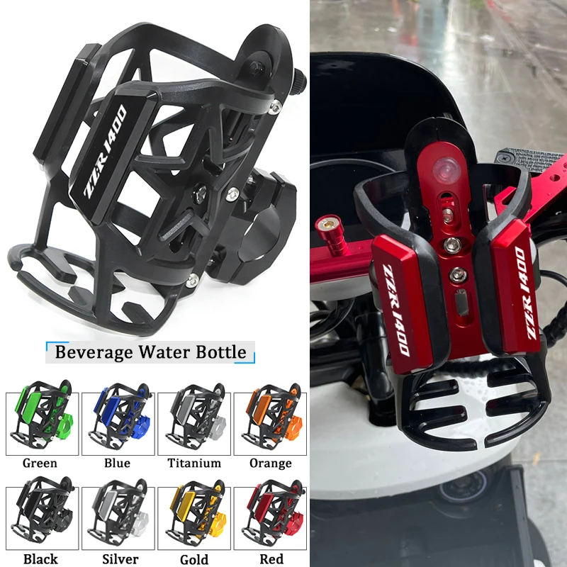 

For KAWASAKI ZRR1400 ZZR 1400 Motorcycle CNC Beverage Water Drink Cup Bottle Rack Holder Mounted