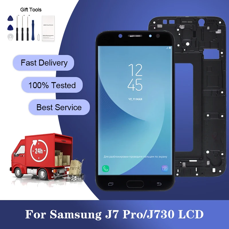 

OLED 5.5 Inch J7 Pro J730F Screen For Samsung Galaxy J730 LCD J7 2017 Display With Touch Digitizer Assembly Free Ship Wholesale